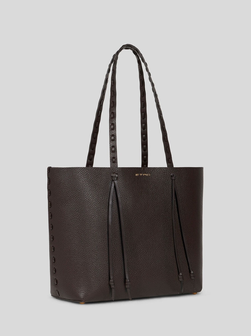 ETRO ESSENTIAL MEDIUM LEATHER TOTE BAG WITH THREADING 6