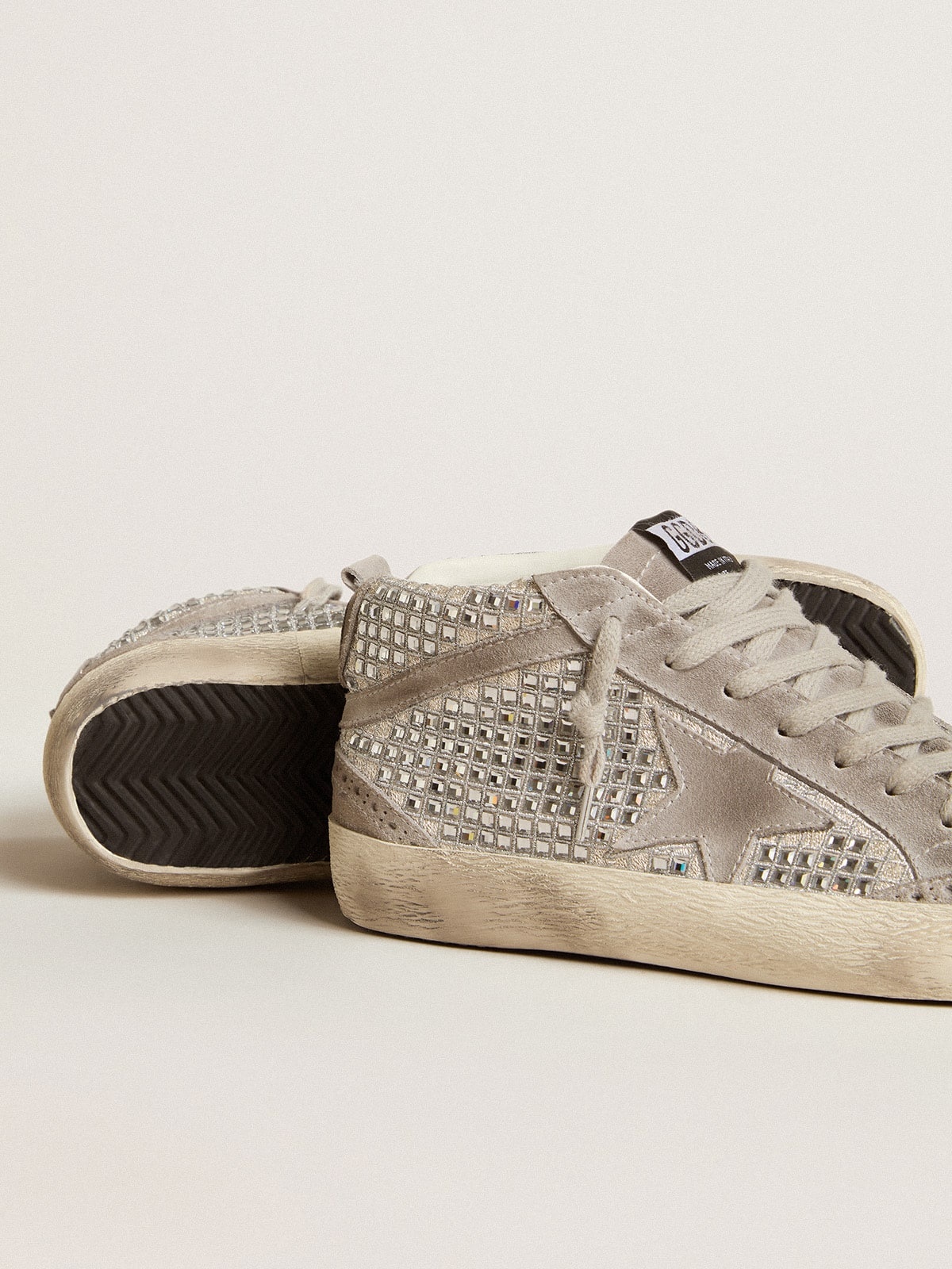 Mid Star in silver suede with Swarovski crystals and suede star - 4