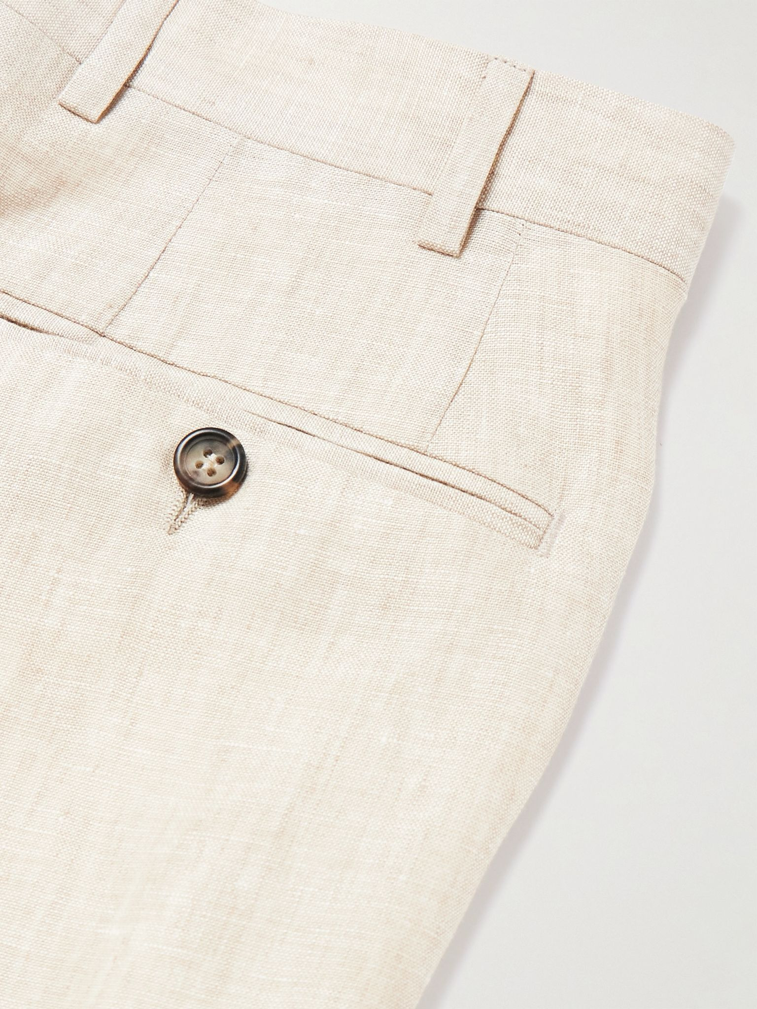 Slim-Fit Straight-Leg Linen Suit Trousers Beige - 5