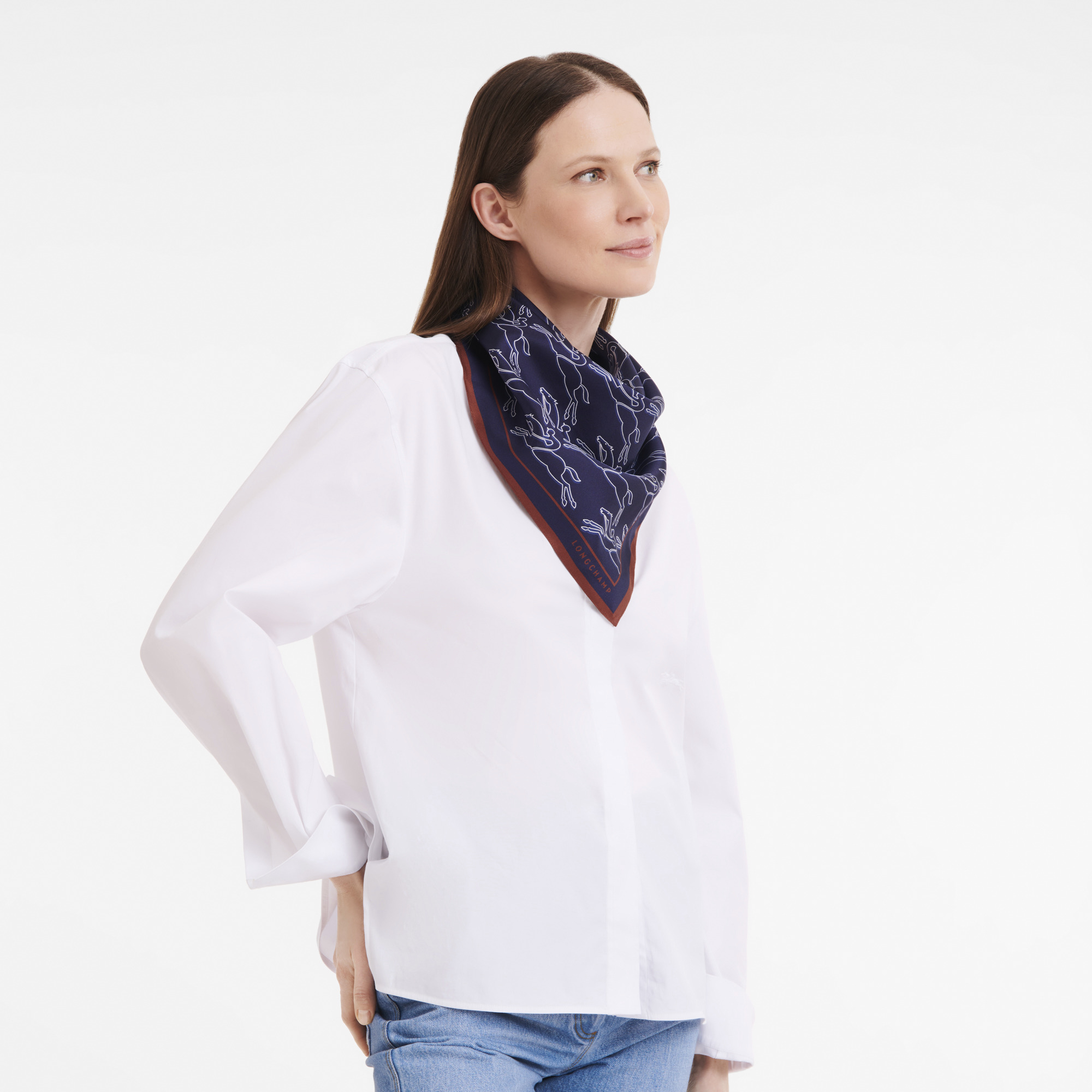 Chevaux recto verso Silk scarf 70 Plum/Navy - Silk - 2