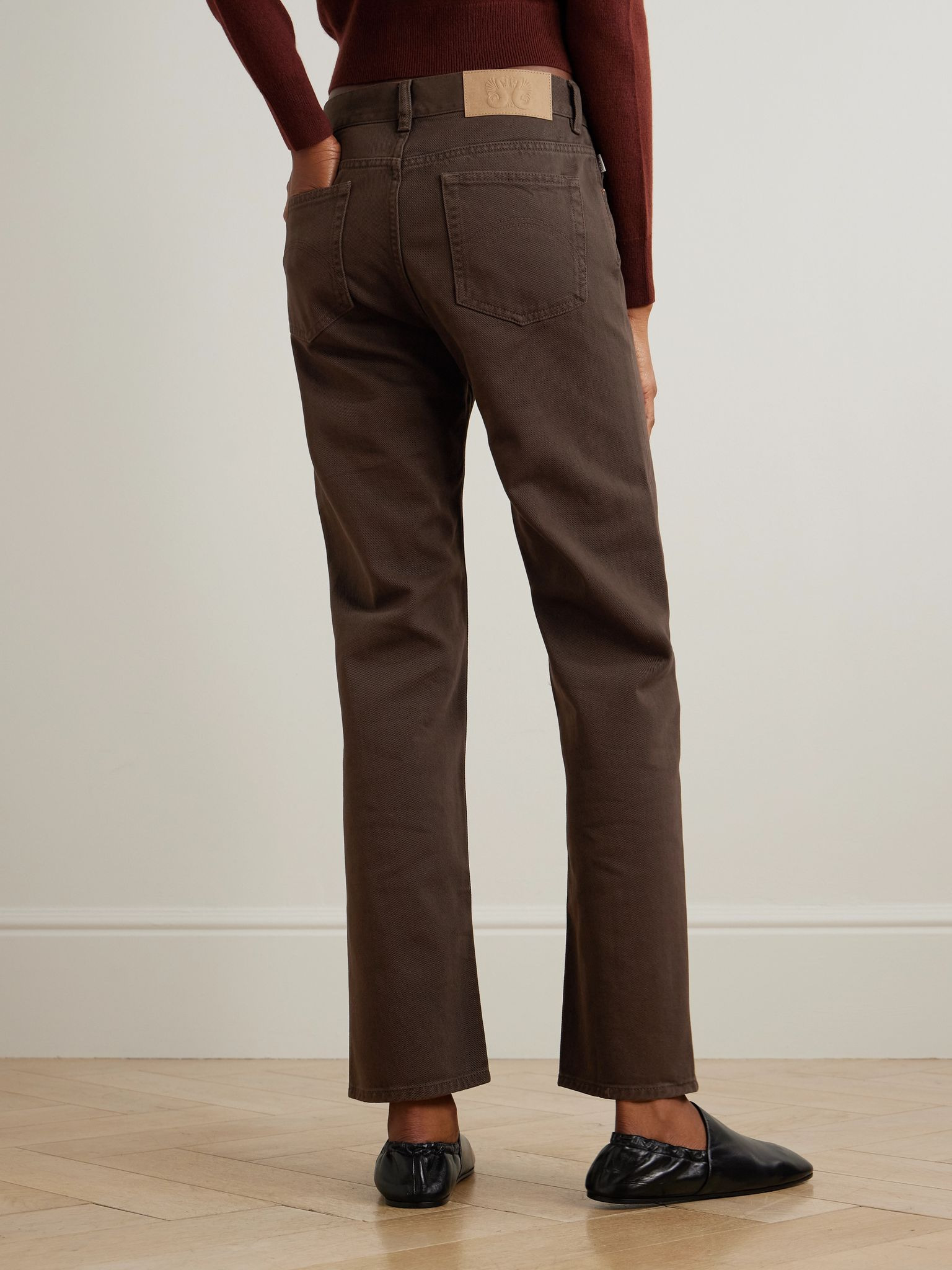 Paso embroidered high-rise straight-leg jeans Dark brown - 4