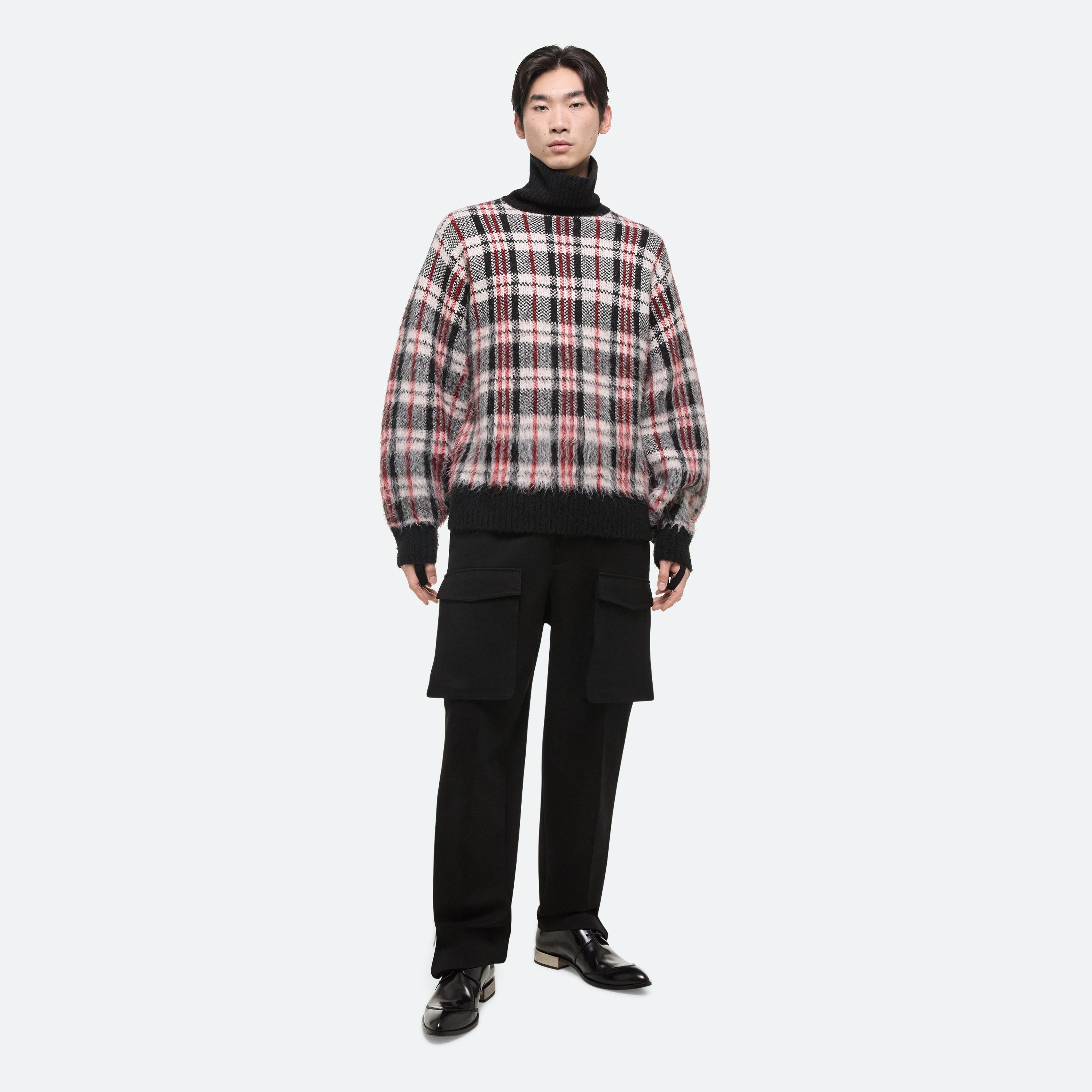 BRUSHED PLAID TURTLENECK SWEATER - 2