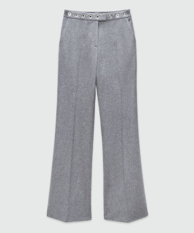 Cream wool pants with studs - 1
