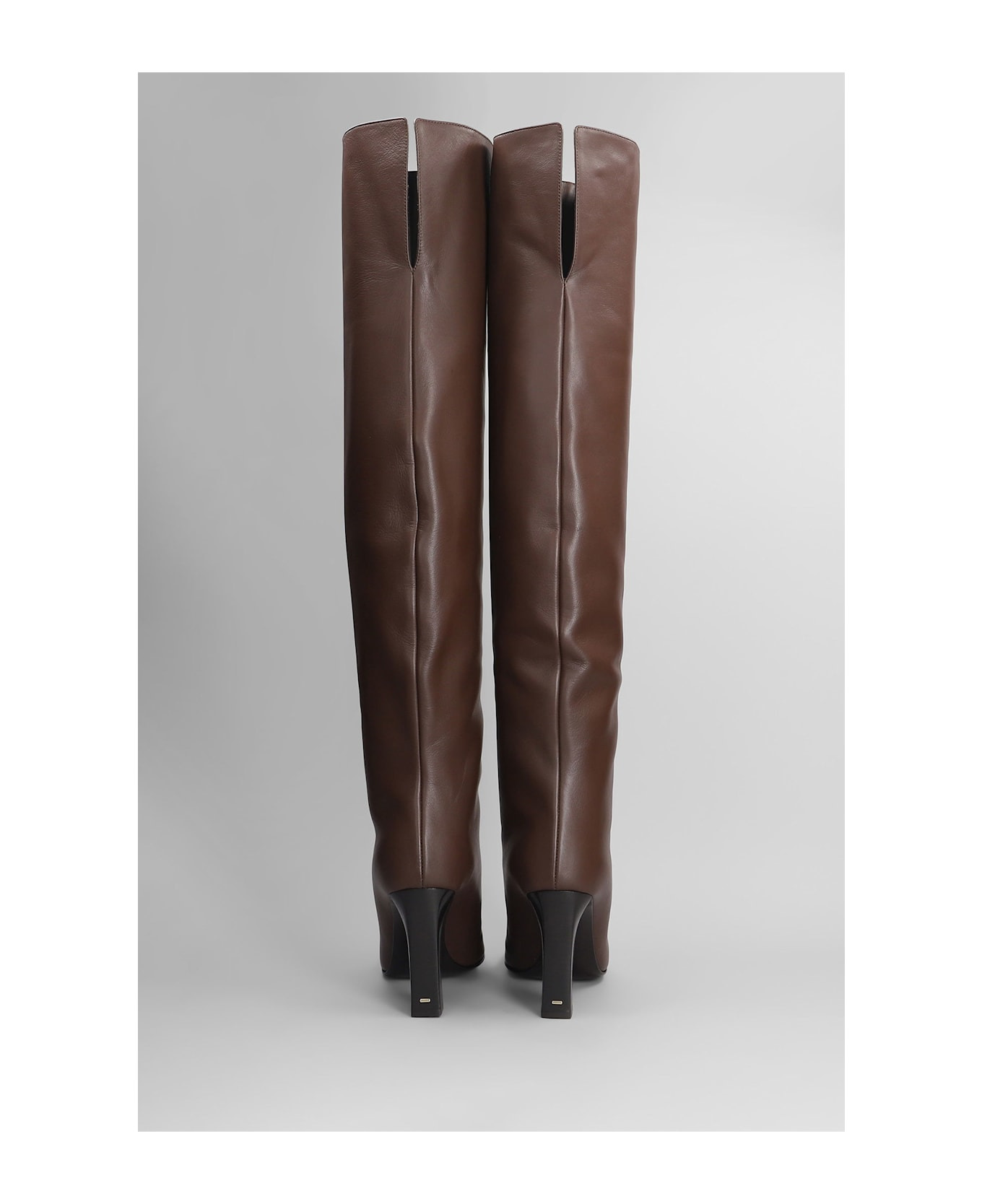 Brenda 90 High Heels Boots In Brown Leather - 4