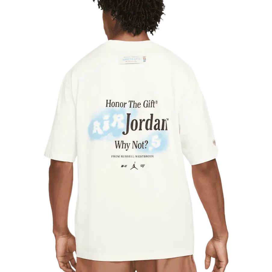Men's Air Jordan x HTG Crossover Cartoon Printing Round Neck Short Sleeve Us Edition Light Ivory T-S - 3