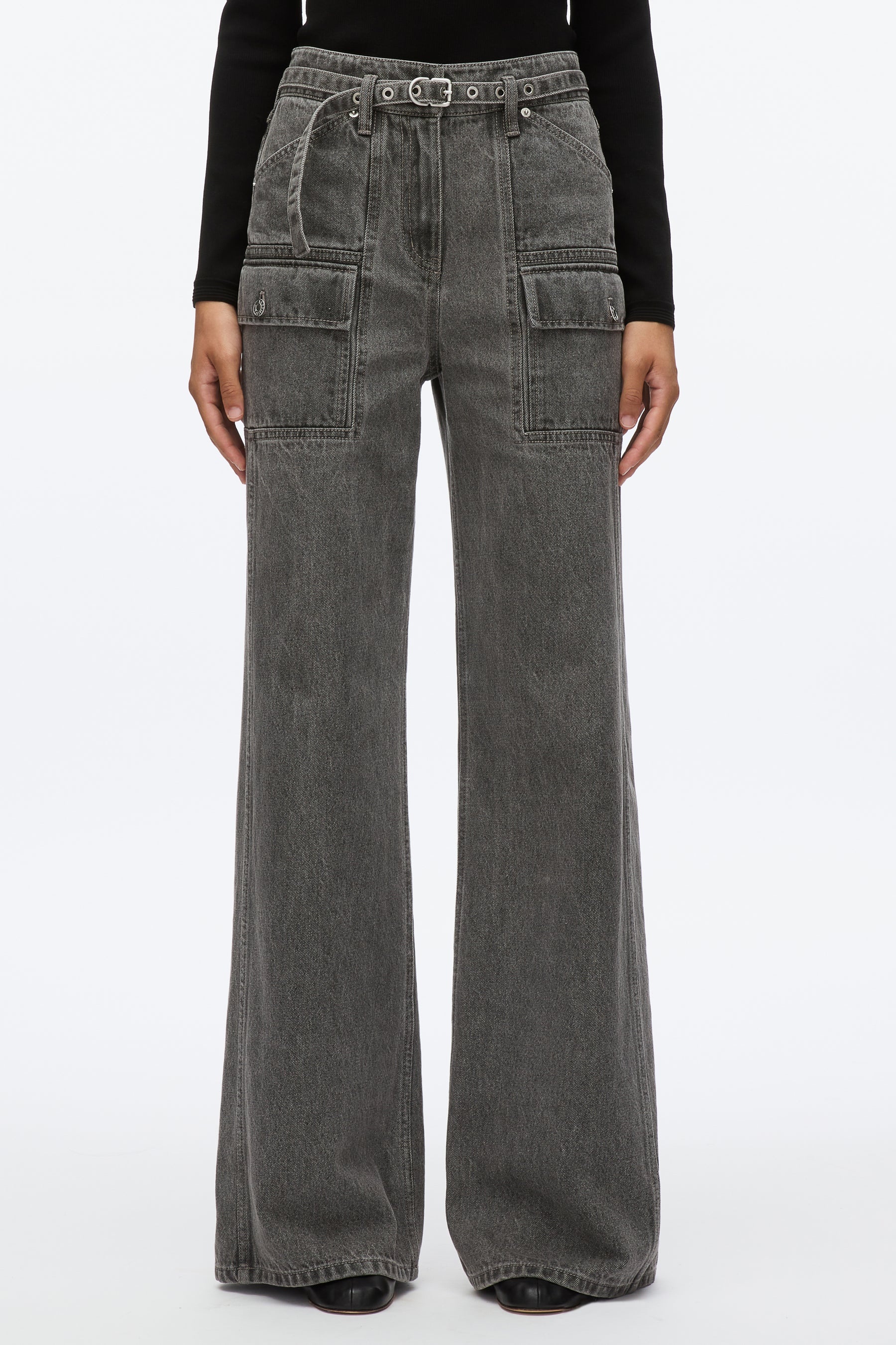 Cargo Wide Leg Belted Jeans - 3