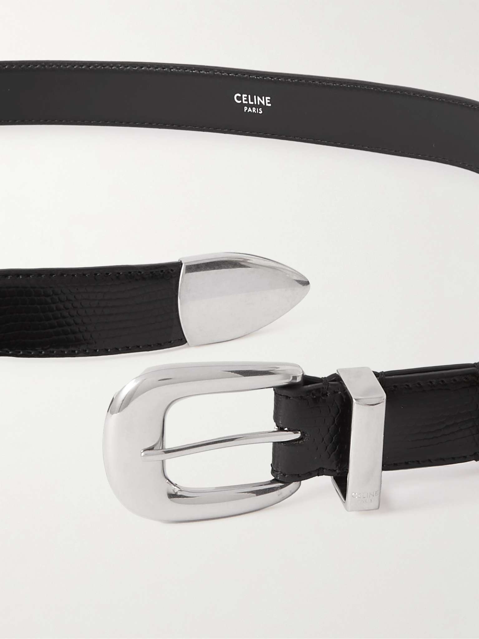 CELINE 2.5cm Lizard-Effect Leather Belt | REVERSIBLE