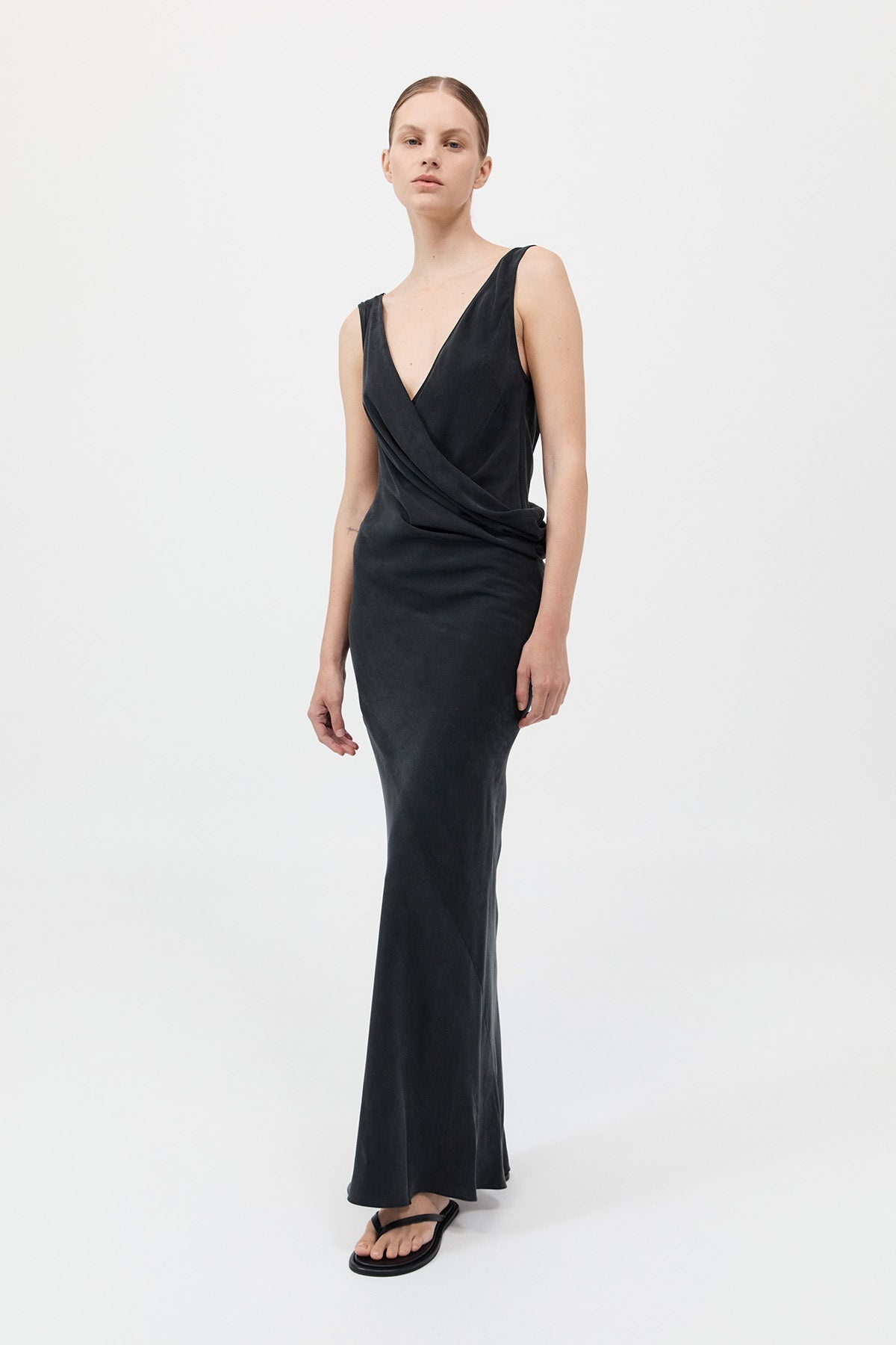Layered Drape Dress - Black - 2