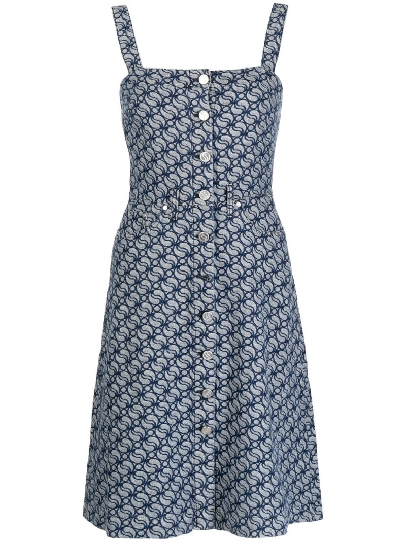 jacquard-logo denim dress - 1