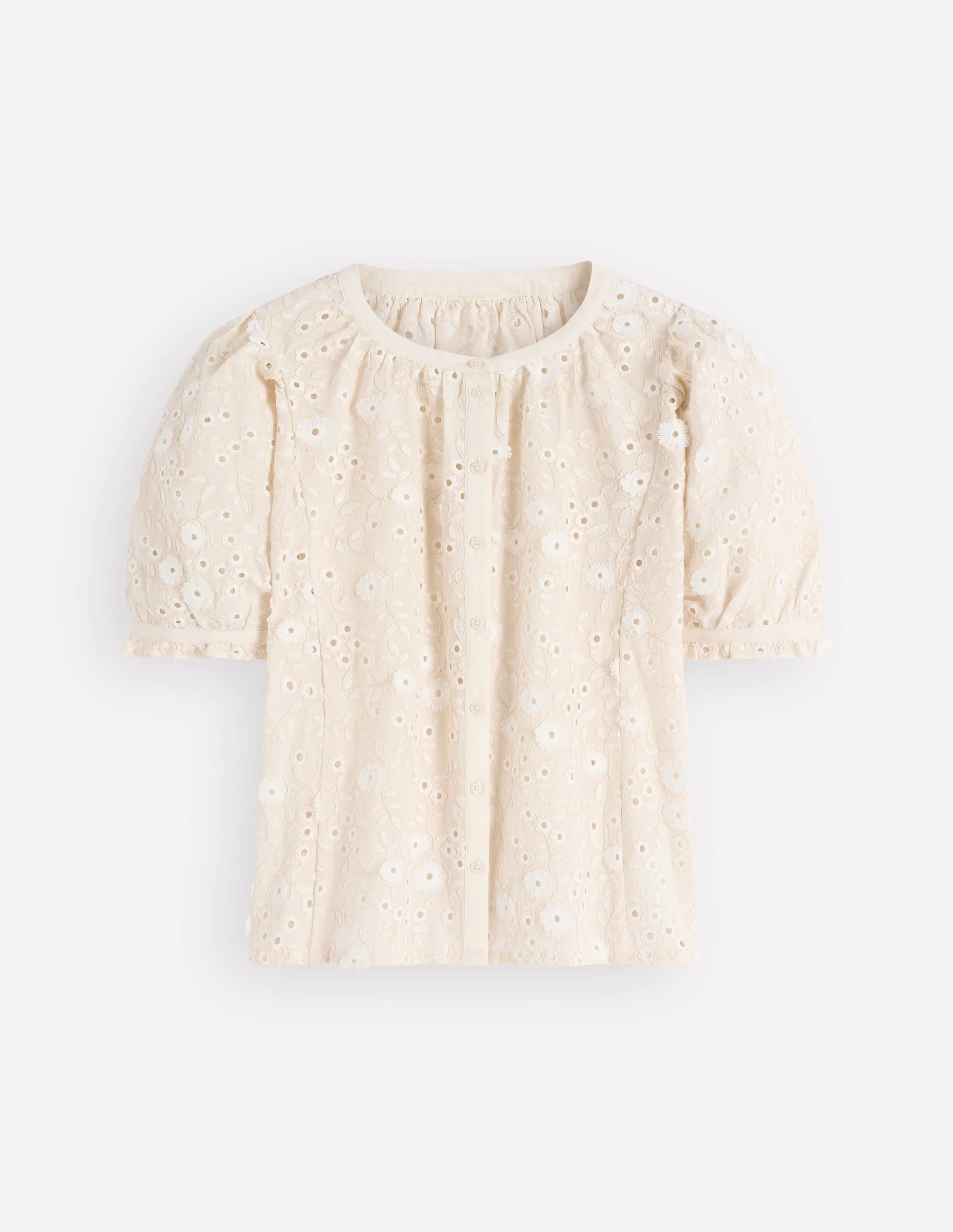 Dolman Short Sleeve Top-Ivory Broderie - 1