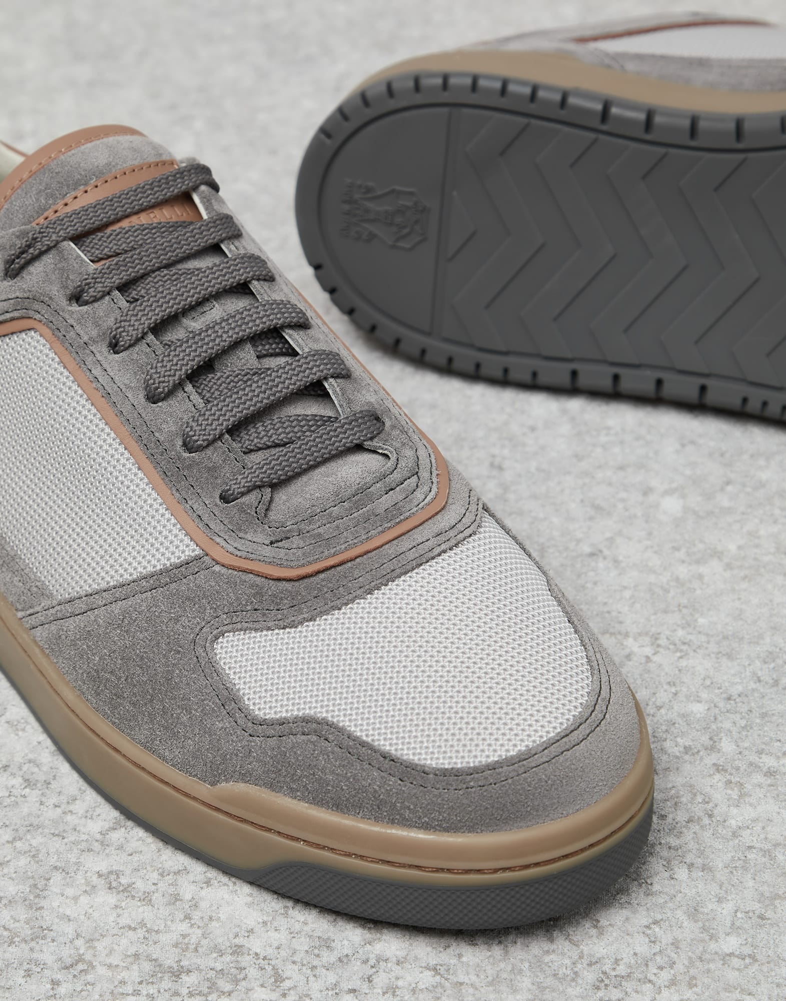 Techno fabric and suede basket sneakers - 3