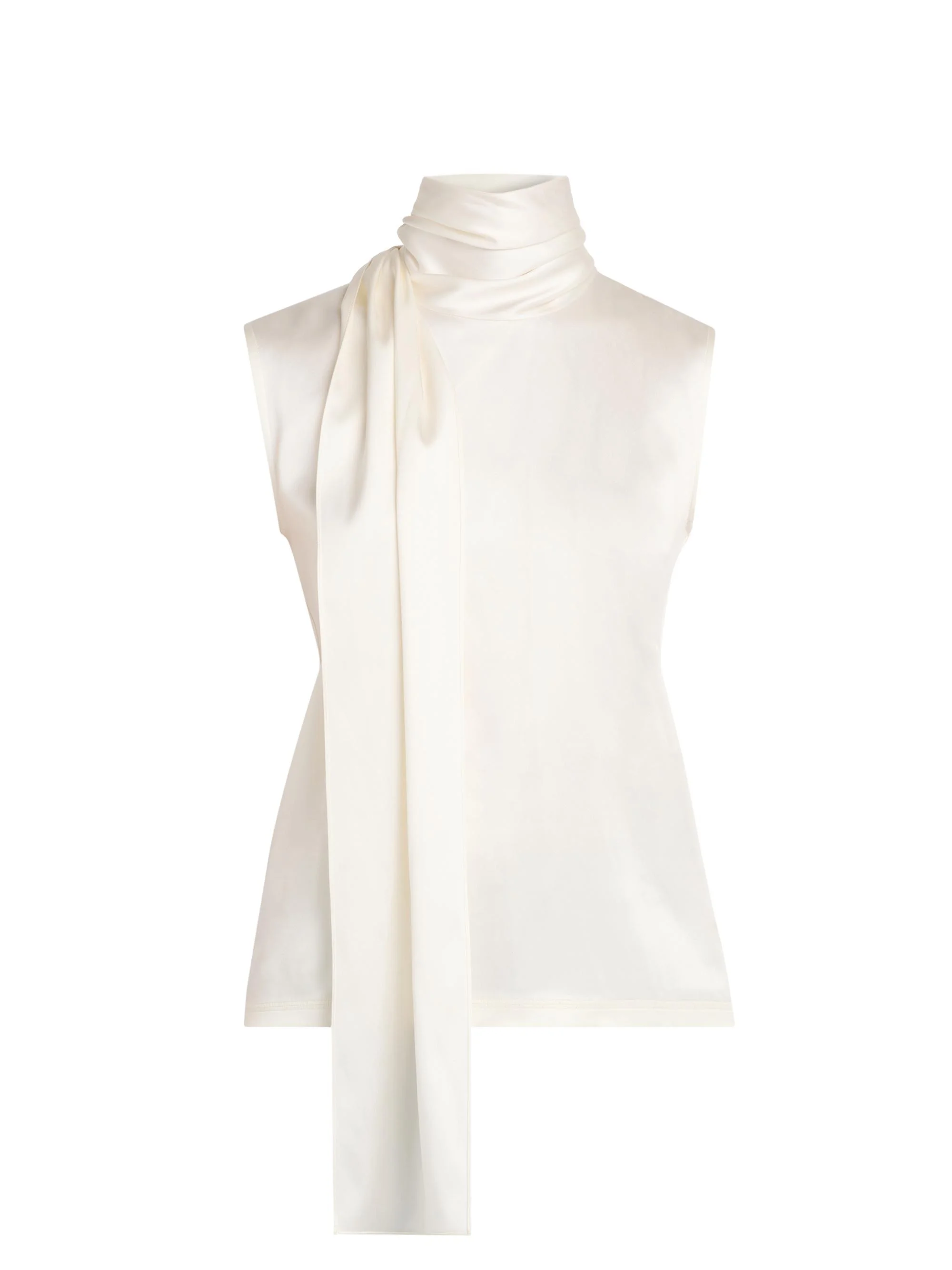 Women's Stretch-Silk Scarf Top - White - 1