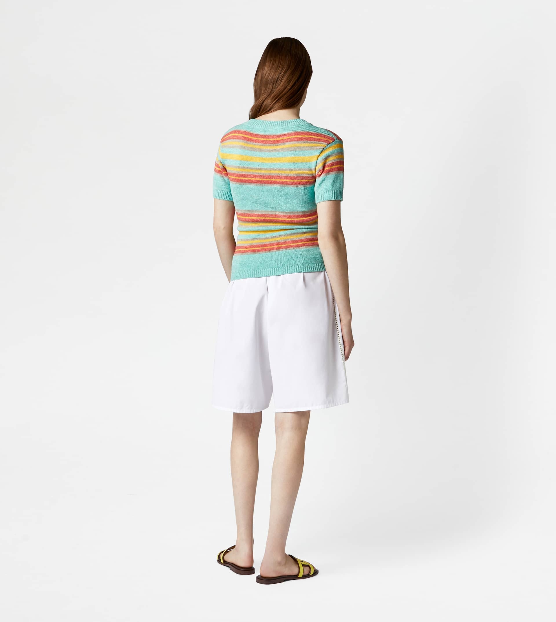 SHORT-SLEEVED LINEN BLEND JUMPER - LIGHT BLUE, YELLOW, ORANGE - 3
