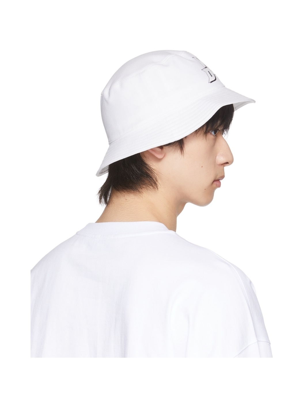 White Basic Logo Bucket Hat - 3