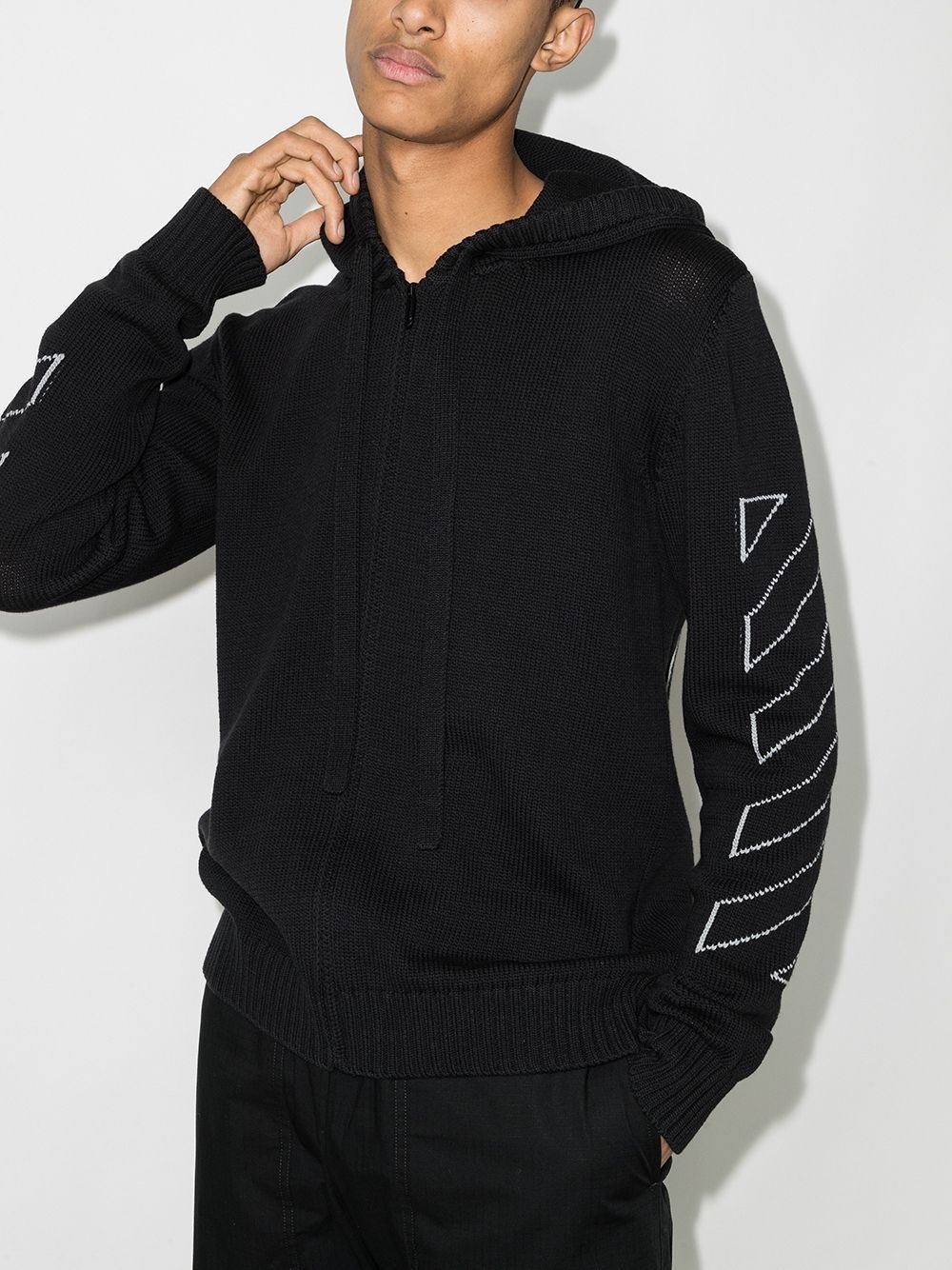 Diag Outline knitted zip-up hoodie - 2