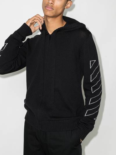 Off-White Diag Outline knitted zip-up hoodie outlook