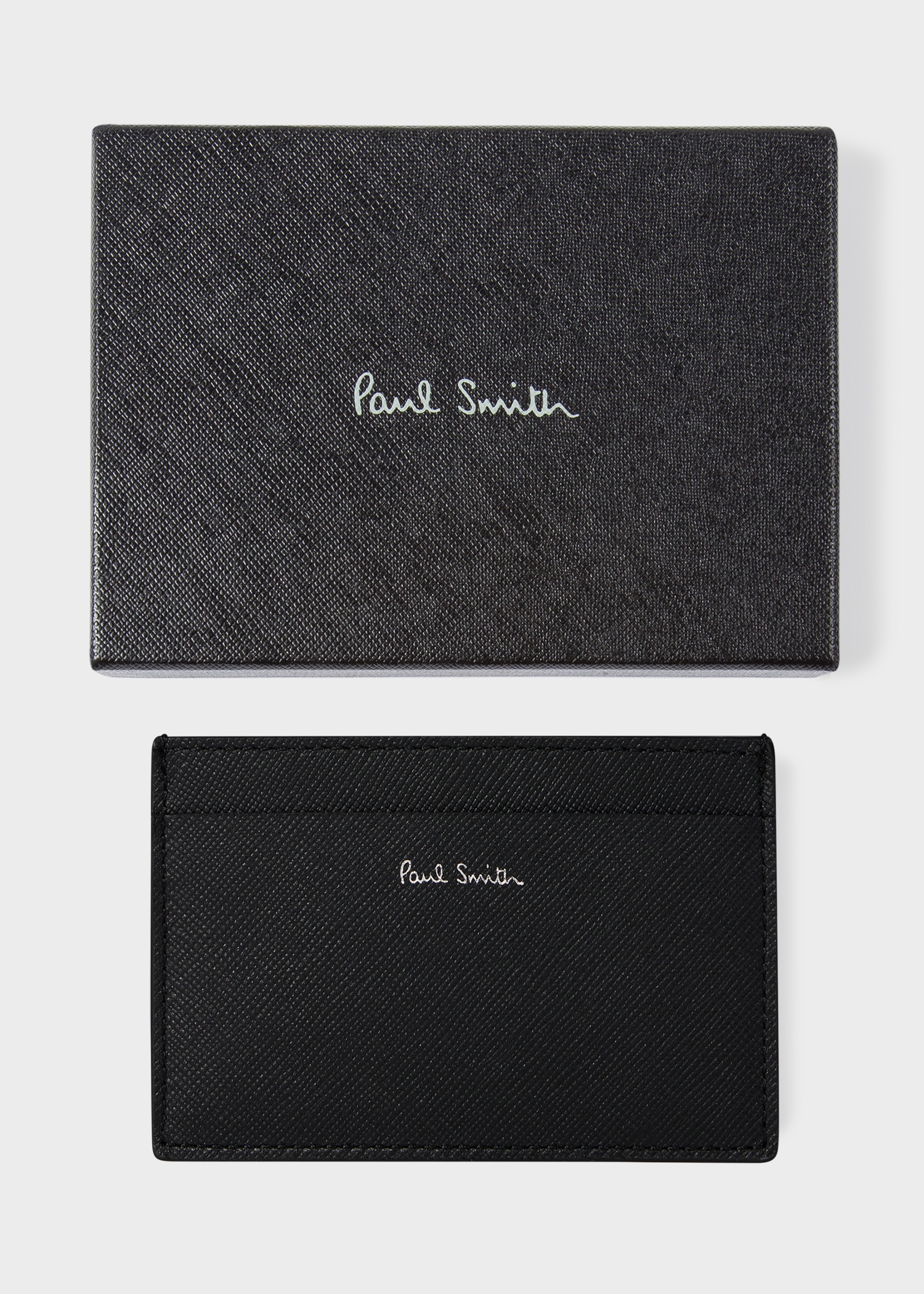 Black 'Mini' Print Leather Card Holder - 4