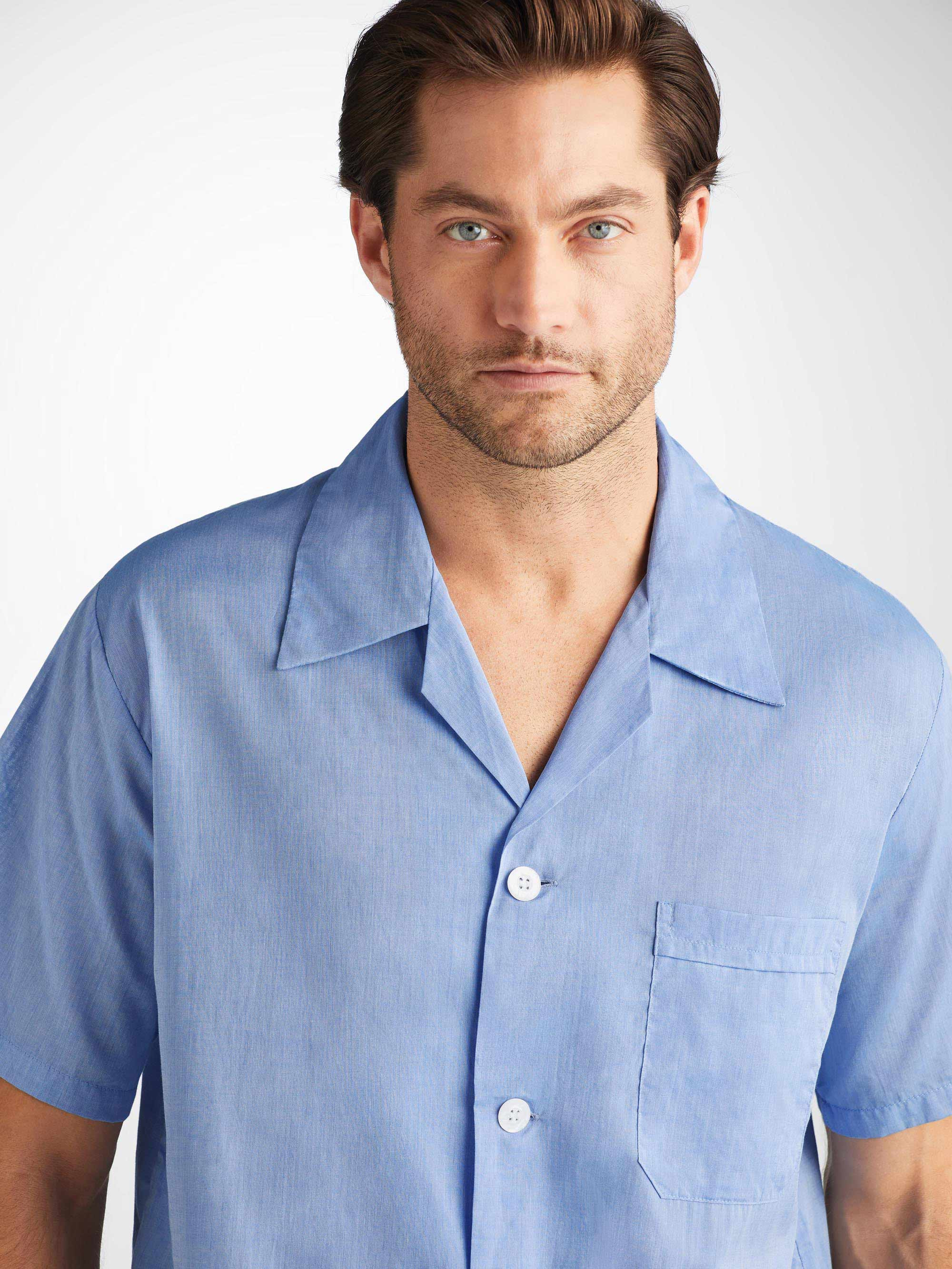 Men's Short Pyjamas Amalfi Cotton Batiste Blue - 7