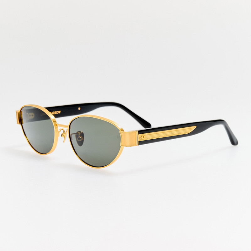 LINDA FARROW Sheri Sunglasses in 22K Gold and Grey outlook