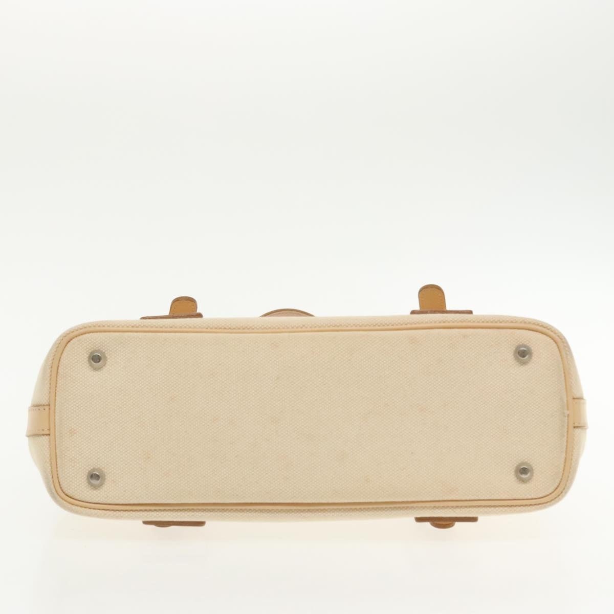 Burberry Hand Bag Canvas Leather White Beige Silver - 5