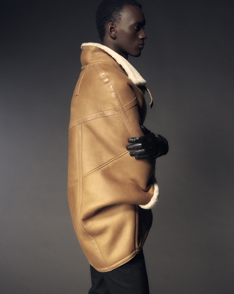 SAINT LAURENT cape in shearling outlook