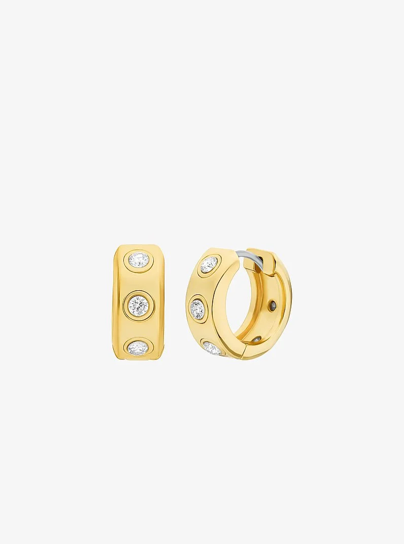 Pavé Logo Huggie Earrings - 1