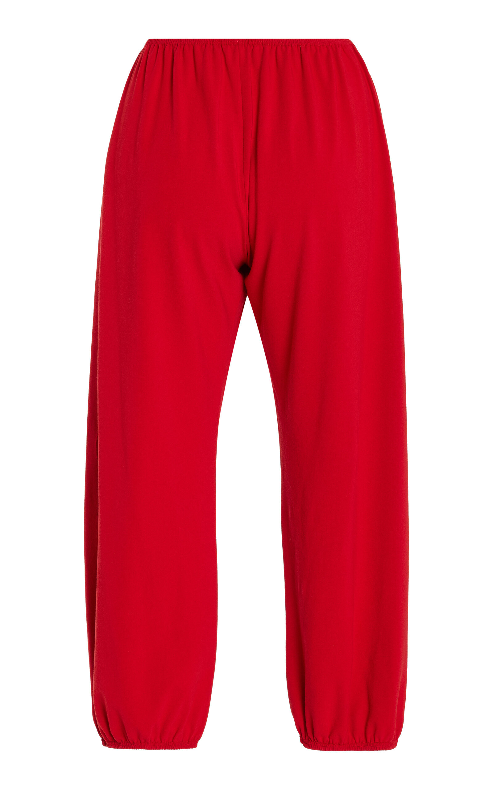 Gathered Cotton-Jersey Cropped Pants red - 5