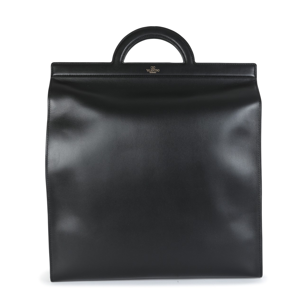 black leather tote bag - 1