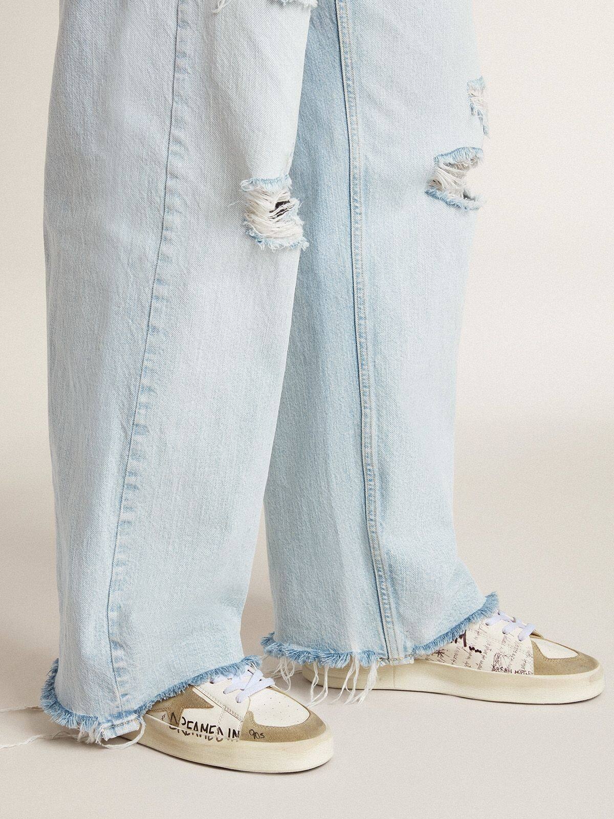 Stardan in leather with all-over lettering and ice-gray suede star - 3