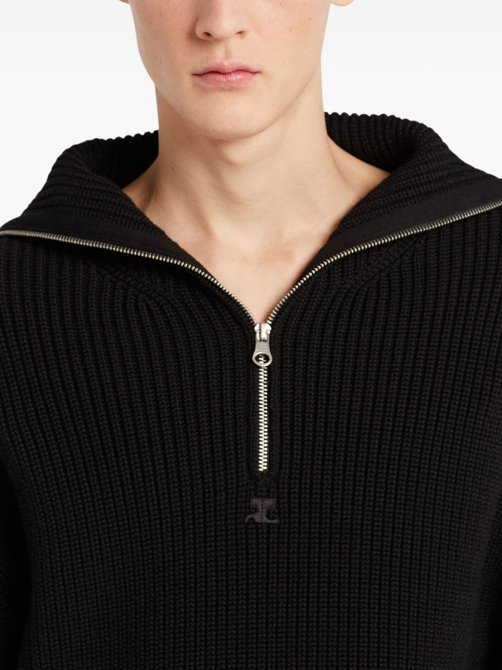 zip-neck ribbed-knit sweater - 5