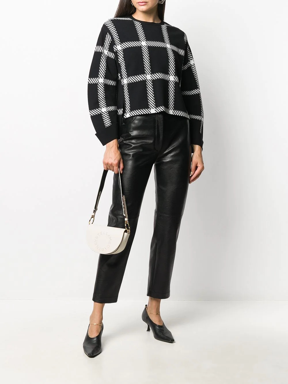   windowpane check print sweatshirt   - 2