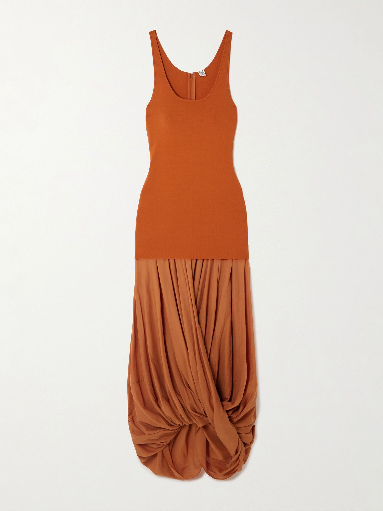 Cocoon draped voile and stretch-knit maxi dress Orange - 1