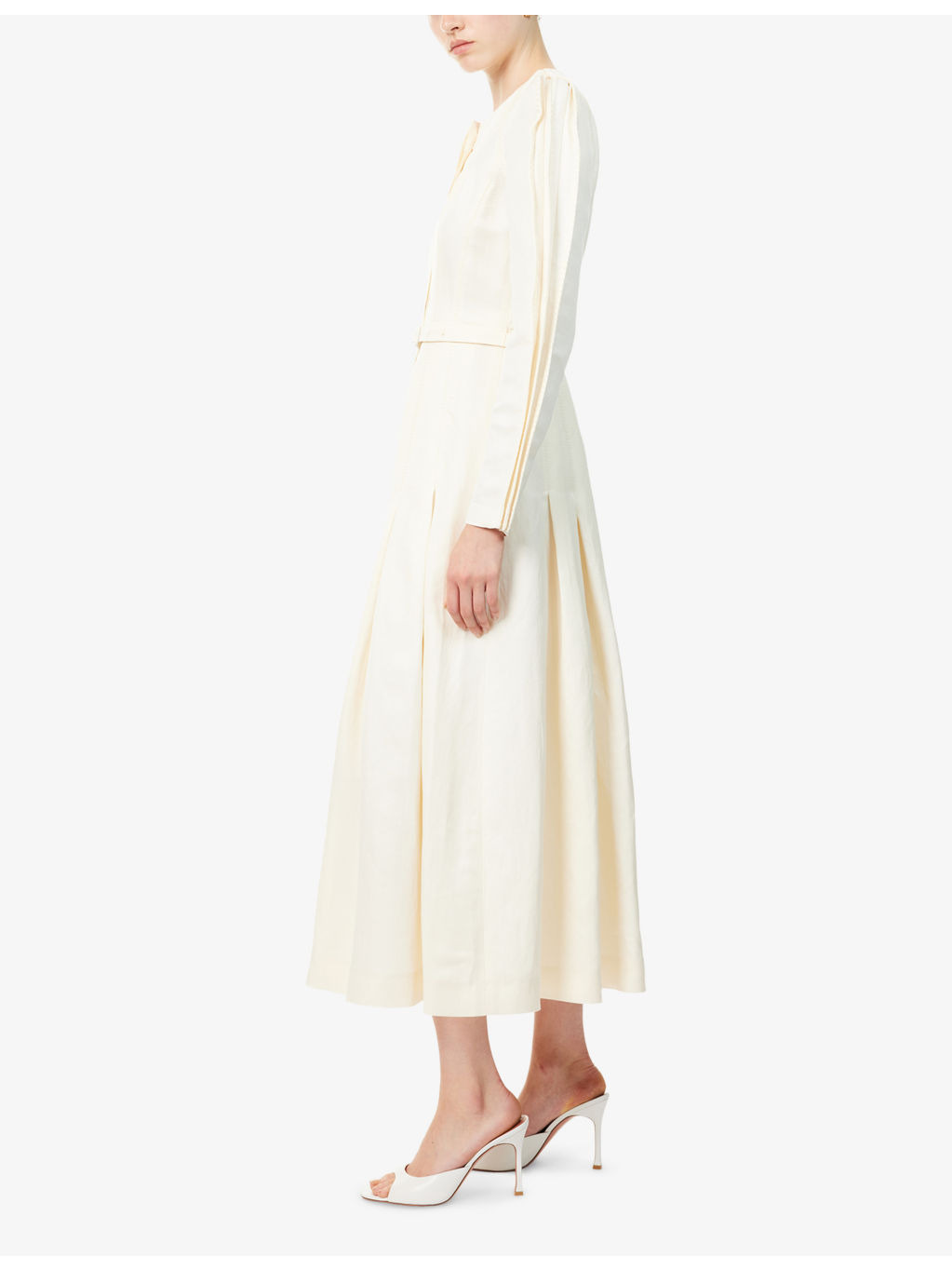 Niles Pleated Linen And Silk Midi Dress - 3