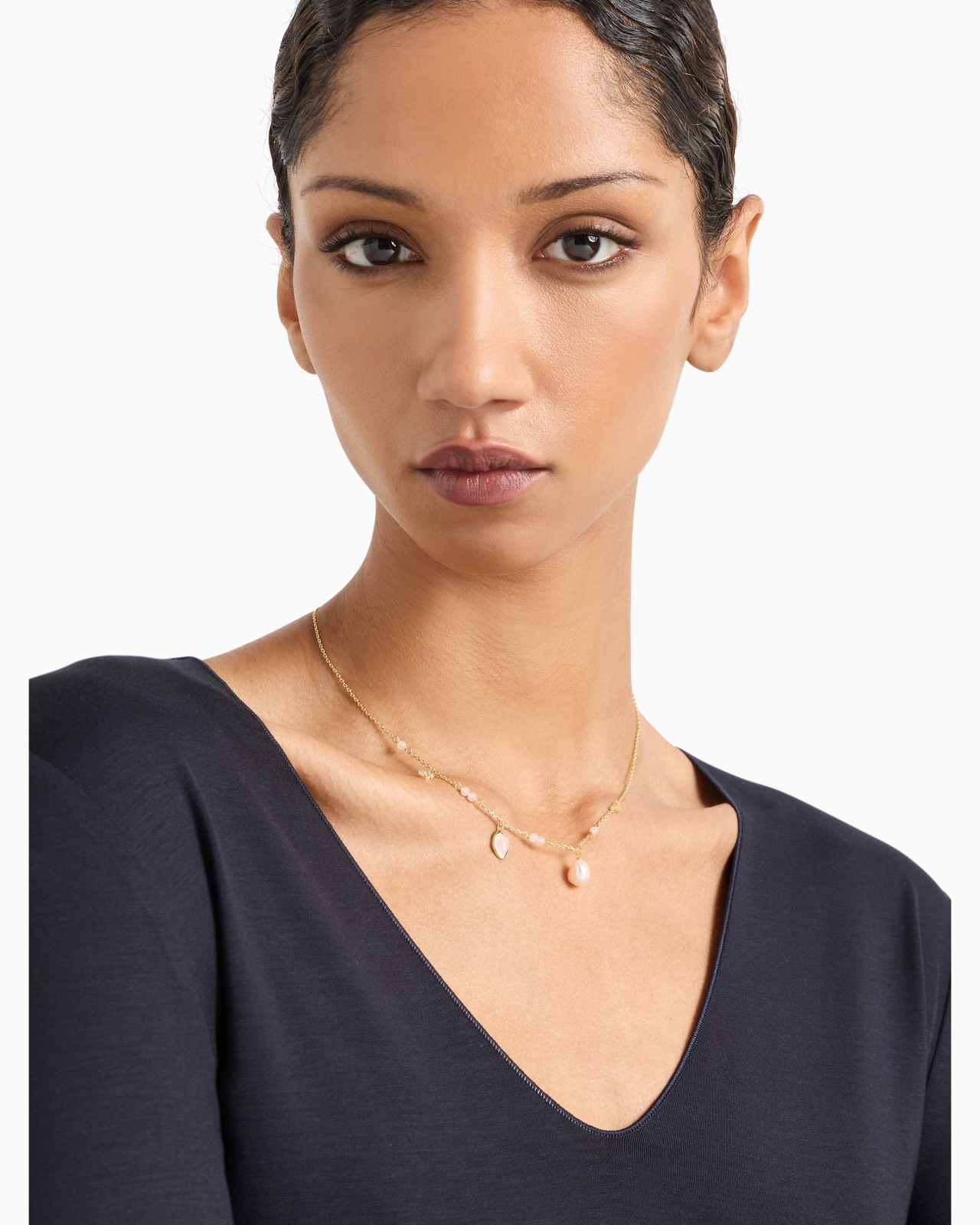 GOLD-TONE BRASS STATION NECKLACE - 4