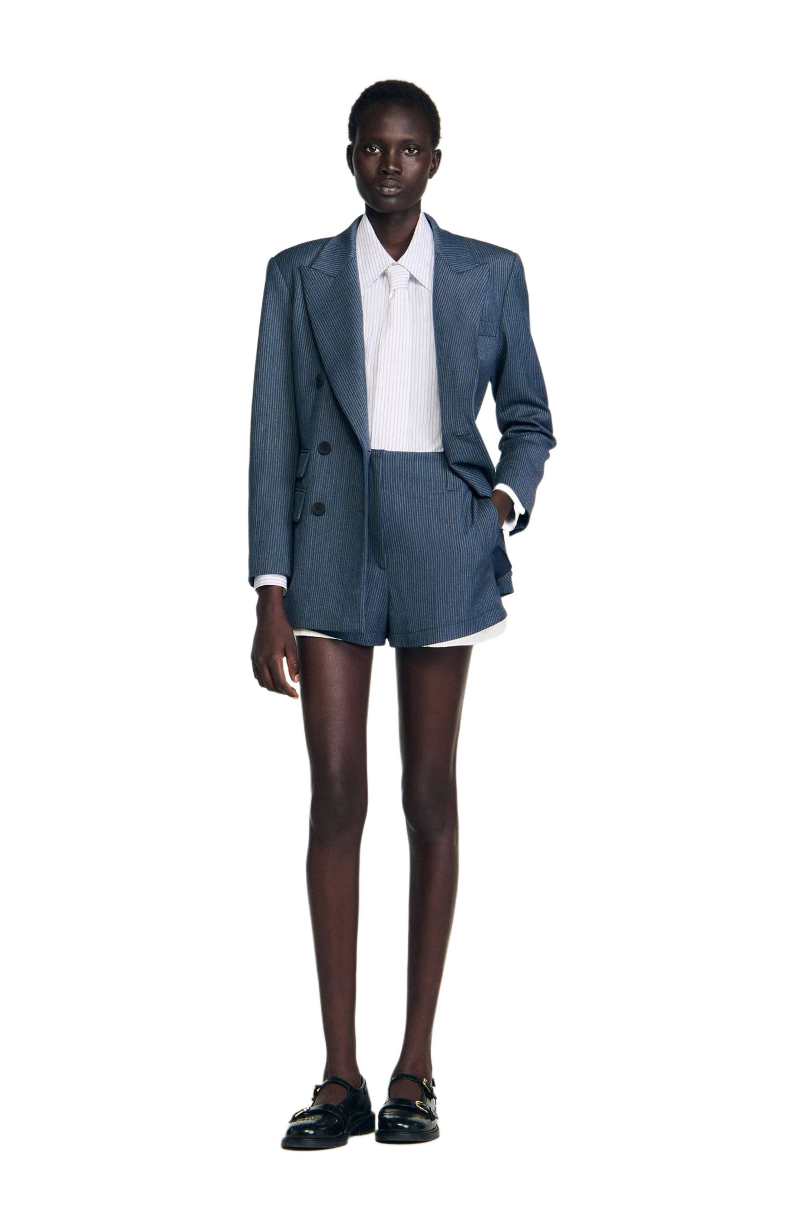 SANDRO Striped layered shorts in Blue at Nordstrom - 7