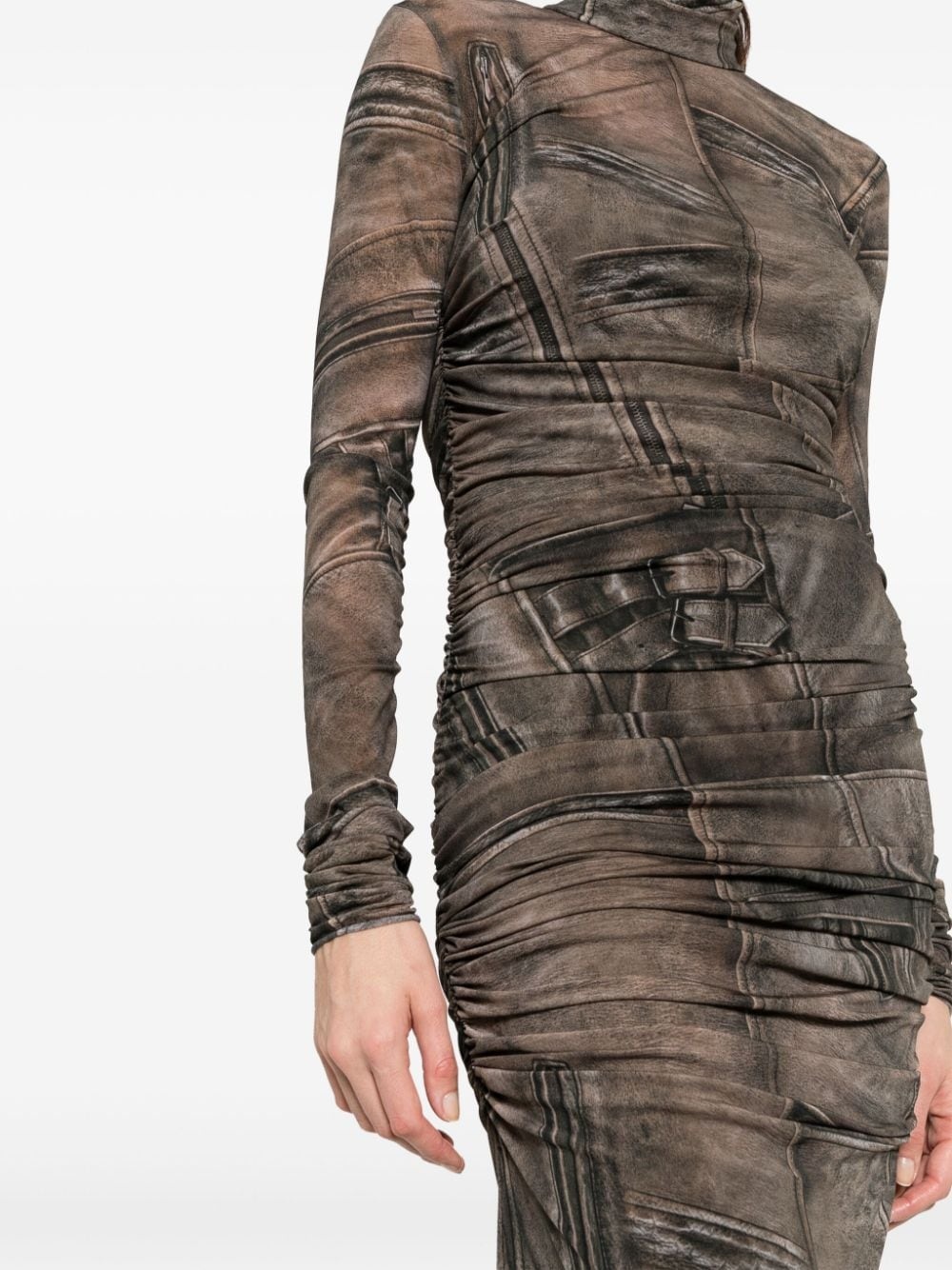 graphic-print ruched dress - 6