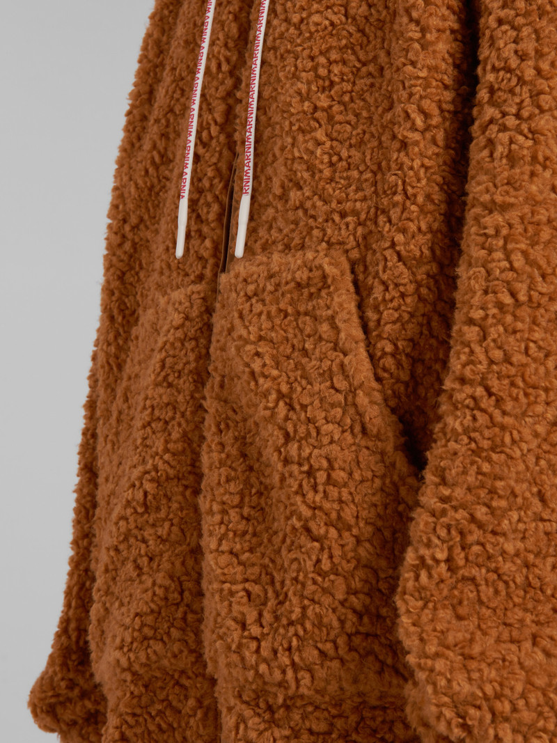 BROWN TEDDY JACKET WITH LOGO DRAWSTRING 5