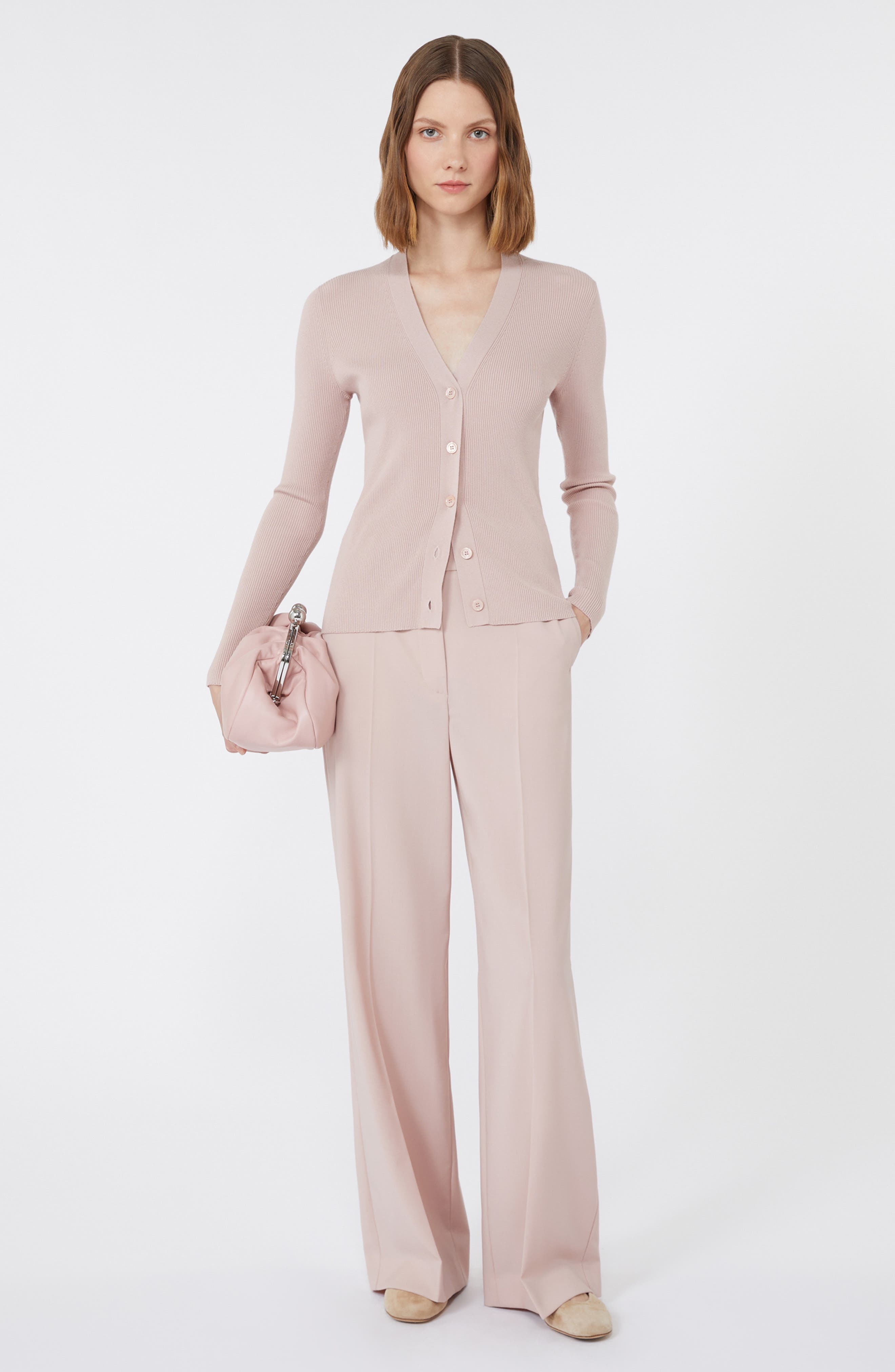 Weekend Max Mara Gabriel Rib Cardigan in Powder at Nordstrom - 3