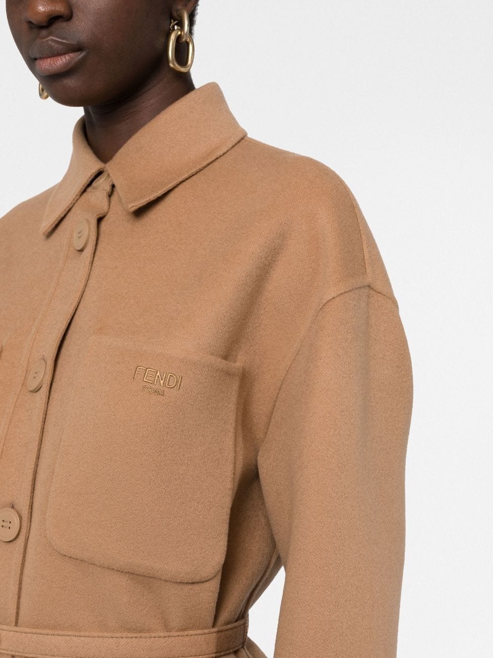 logo-buckle single-breasted coat - 5