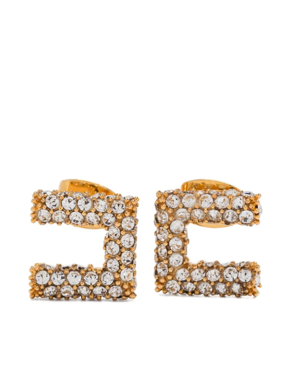 square-frame crystal-embellishment earrings - 1