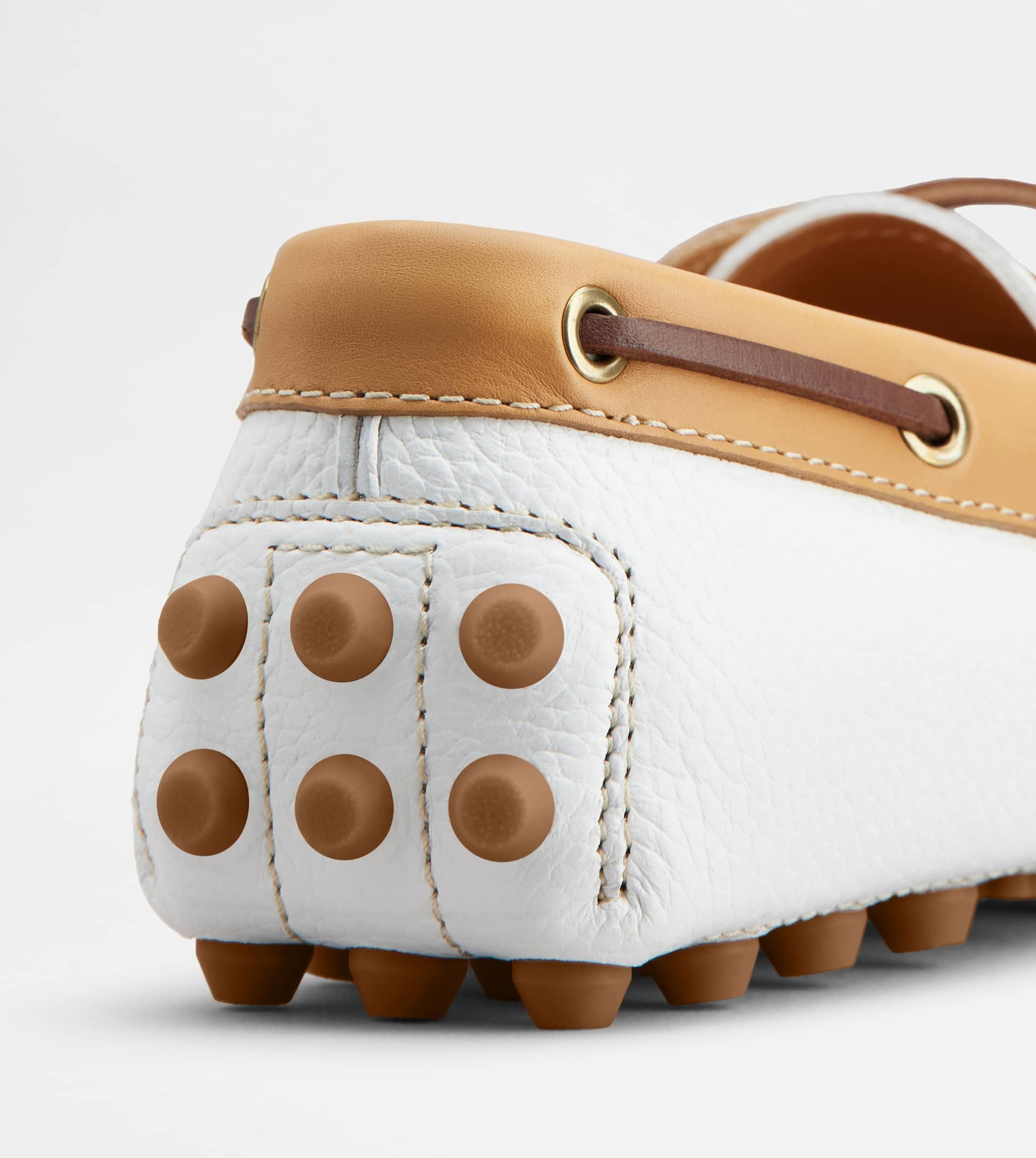 BOAT GOMMINO BUBBLE IN LEATHER - WHITE, NATURAL, BROWN - 5