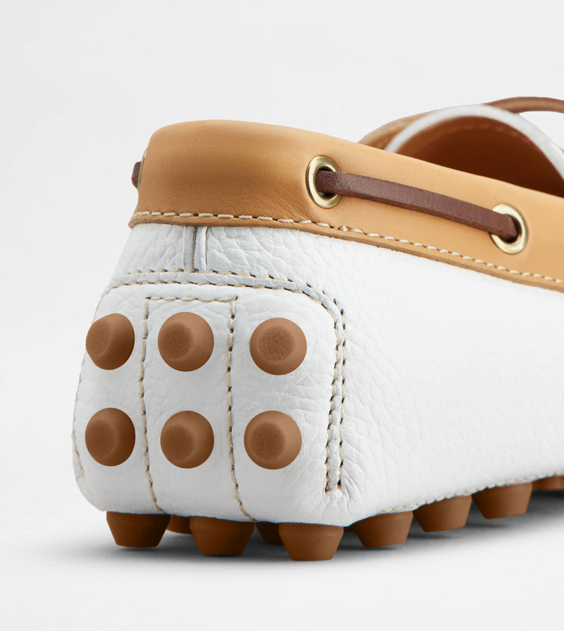 BOAT GOMMINO BUBBLE IN LEATHER - WHITE, NATURAL, BROWN 5