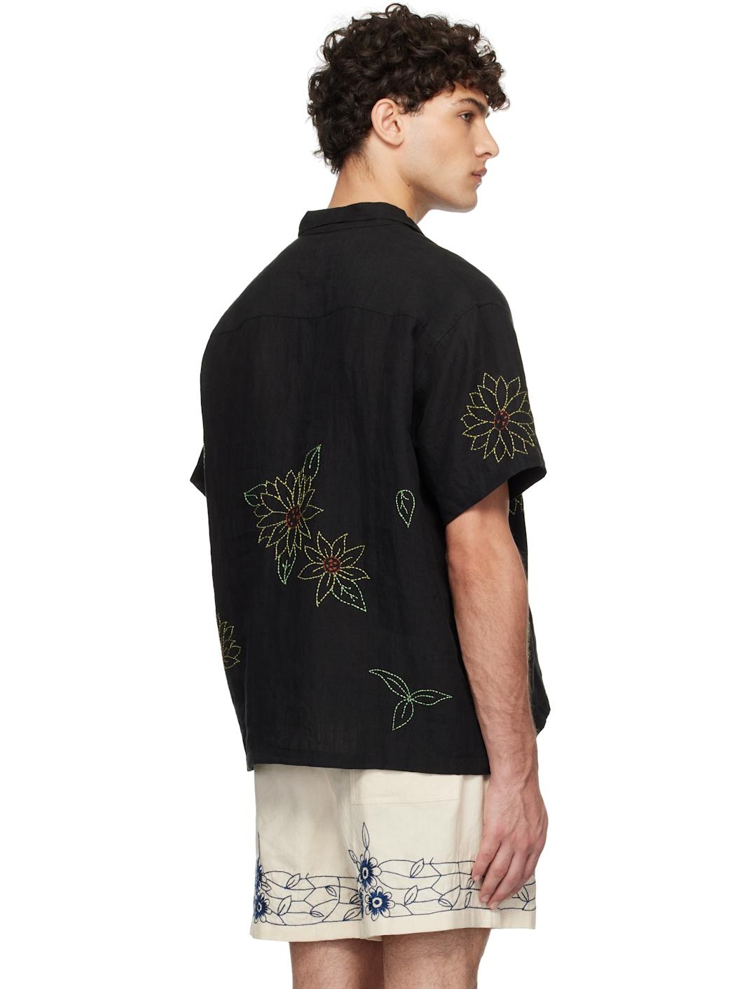 Black Sunflower Embroidered Shirt - 3
