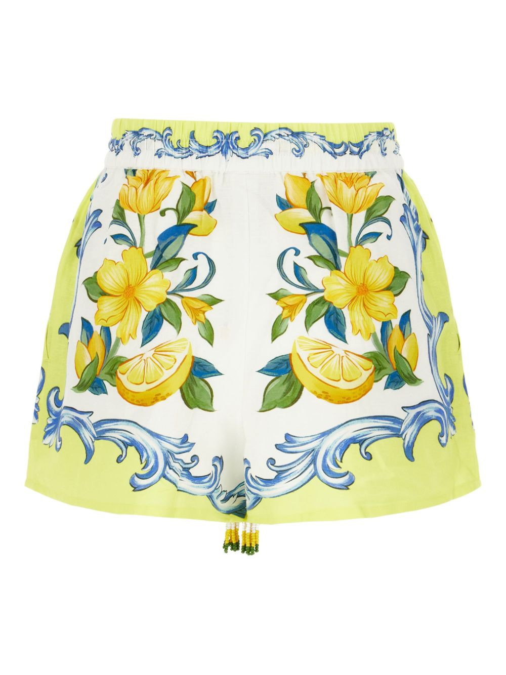 lemon-print beaded shorts - 2