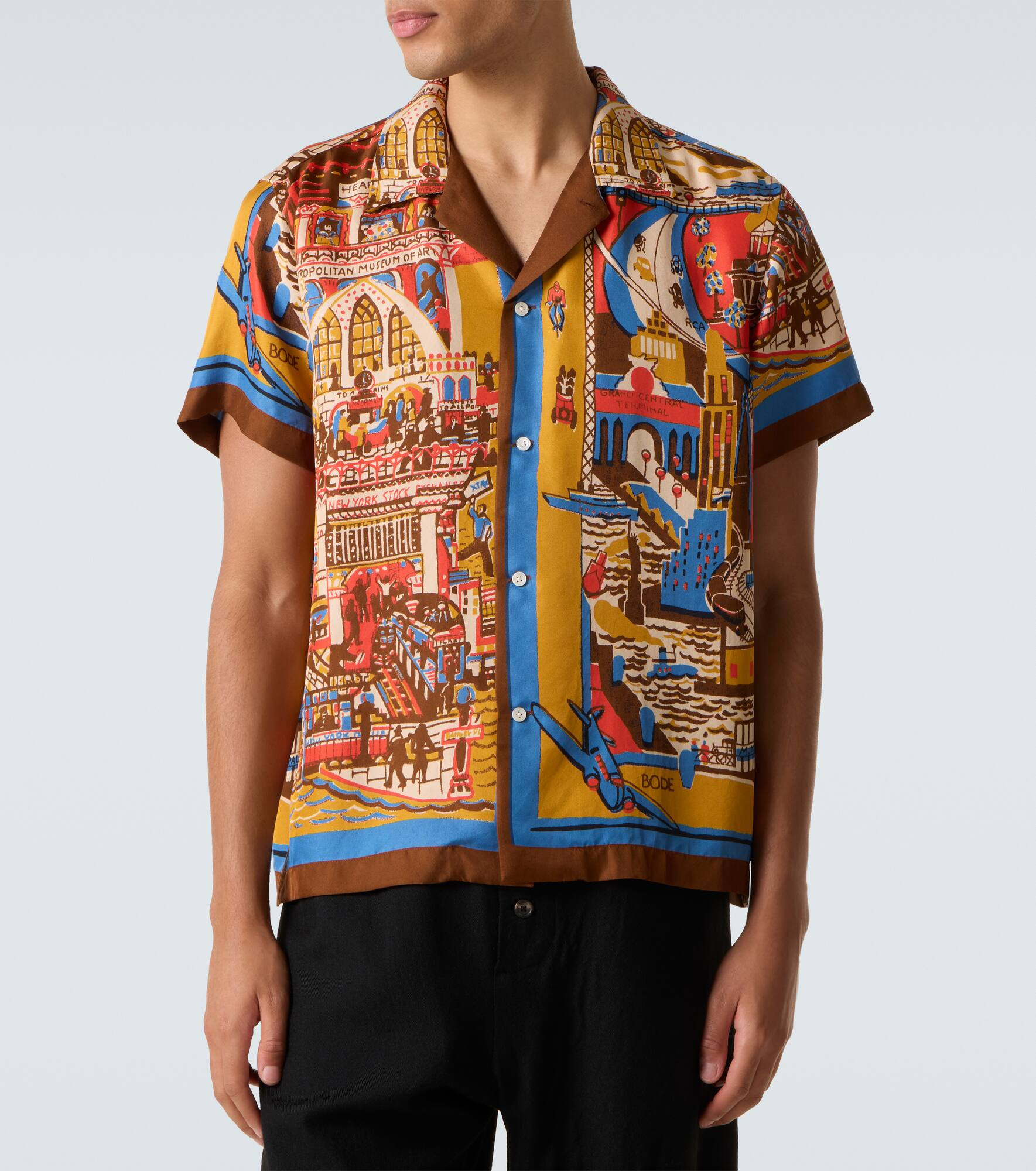 Manhattan Island printed silk bowling shirt - 3