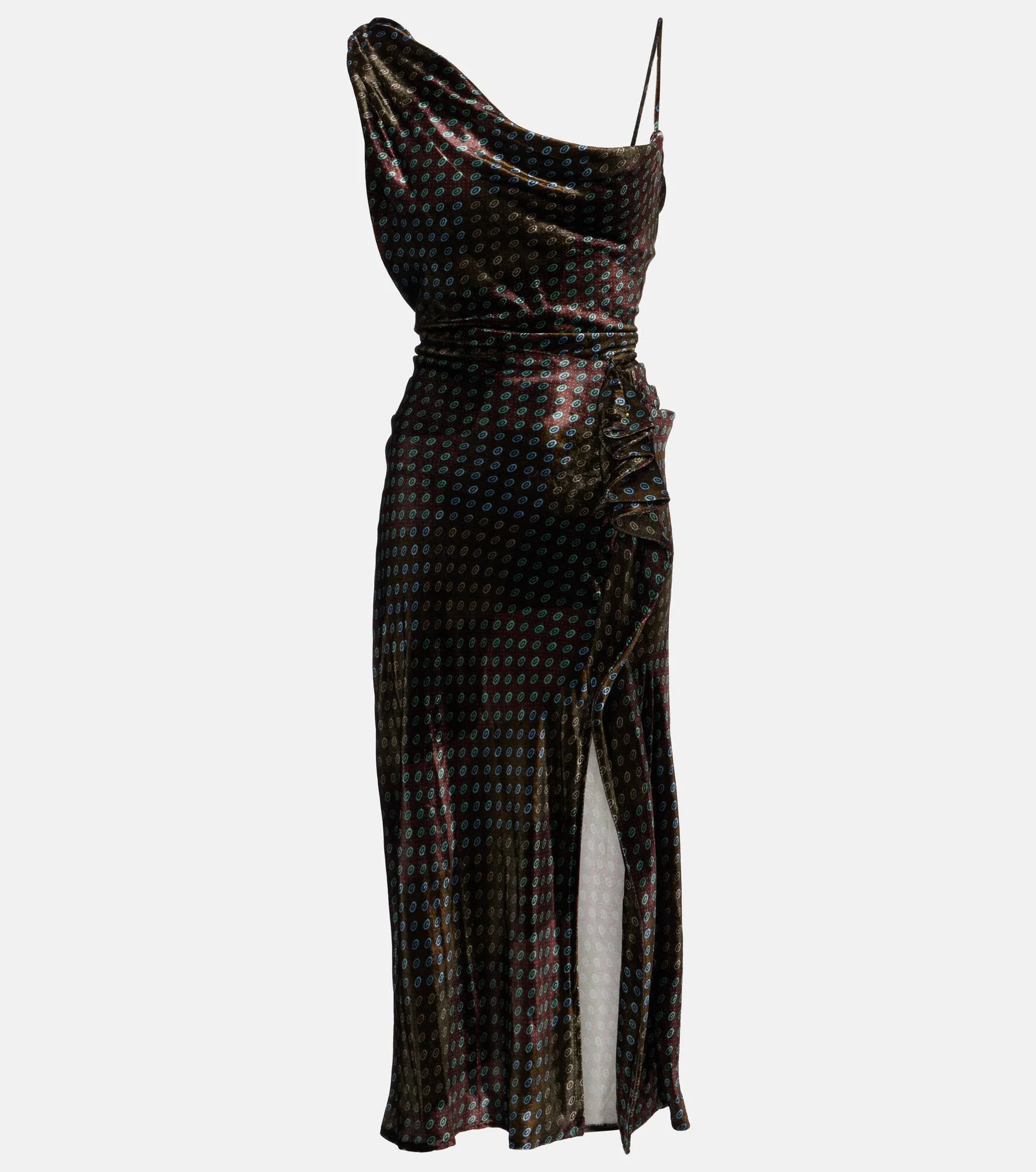 Asymmetric printed gown - 1