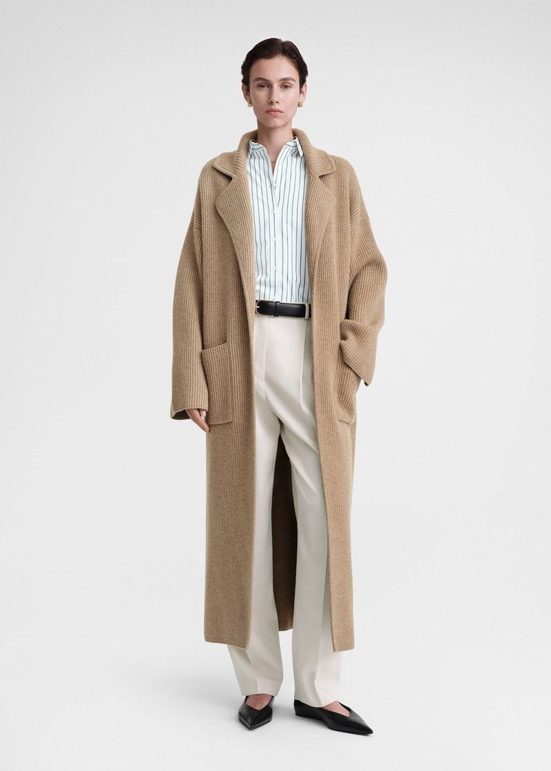 Totême Rib-knit cardi coat biscuit outlook