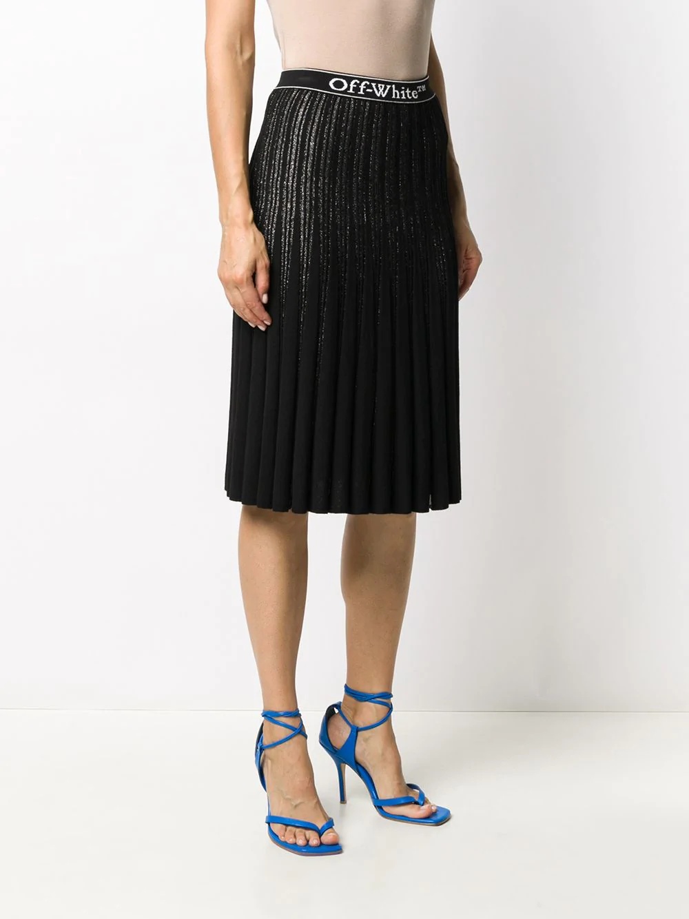 metallic knitted pleated skirt - 3