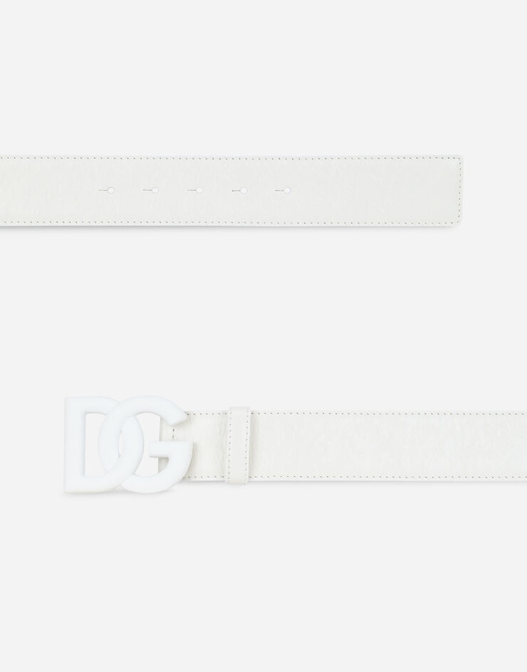 Matte nappa leather belt with crossover DG logo buckle - 2