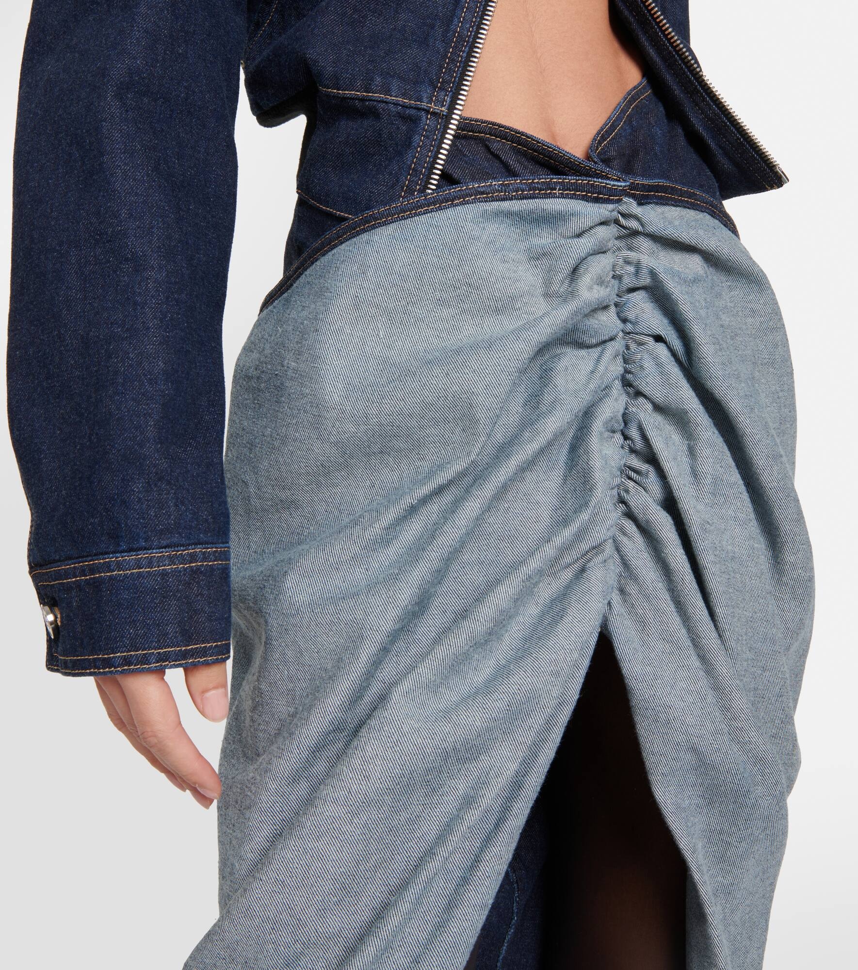 Draped denim maxi skirt - 4